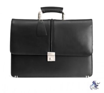 Classic Black Leather Business Briefcase with Adjustable Strap – Eternal Outfit