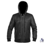 Men's Premium Black Leather Hoodie Jacket - Stylish & Durable | Eternal Outfit