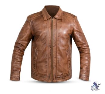 Classic Distressed Brown Leather Jacket for Men – Stylish & Durable by Eternal Outfit