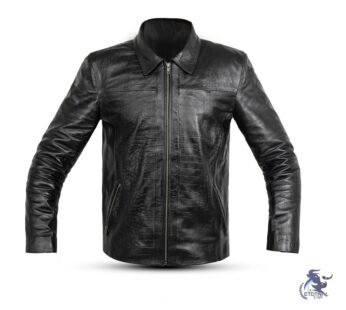 Premium Black Crocodile-Embossed Leather Jacket for Men – Sophisticated Style by Eternal Outfit
