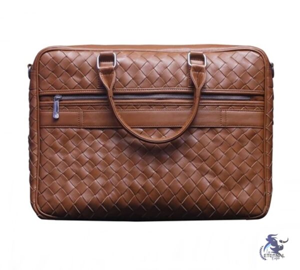 Eternal Woven Leather Laptop Bag – Premium Brown & Black Briefcase | Eternal Outfit