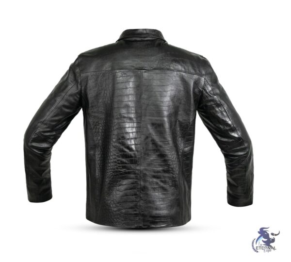 Premium Black Crocodile-Embossed Leather Jacket for Men - Sophisticated Style by Eternal Outfit