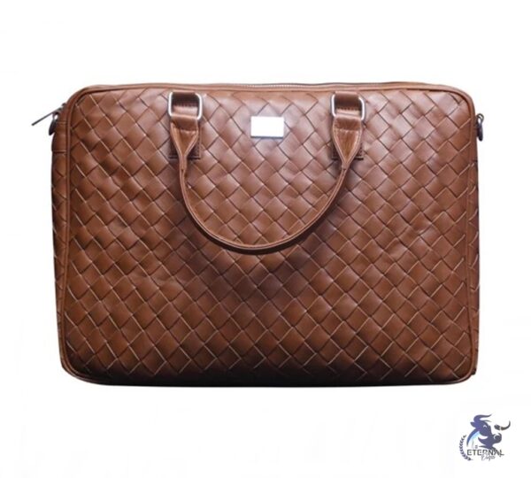 Eternal Woven Leather Laptop Bag – Premium Brown & Black Briefcase | Eternal Outfit