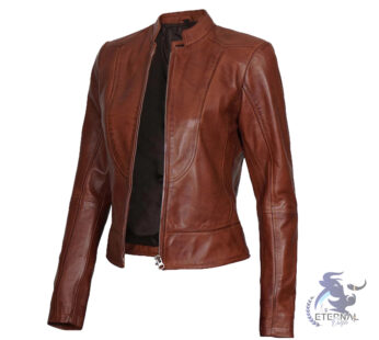 Classic Dark Brown Women’s Biker Leather Jacket
