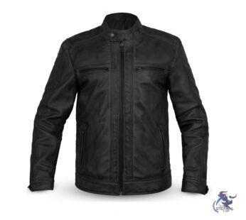 Men’s Black Leather Biker Jacket – Stylish and Durable by Eternal Outfit