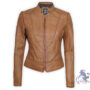 Women Biker Brown Leather Jacket - Eternaloutfit.com