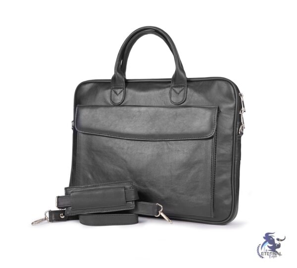Eternal Black Leather Laptop Briefcase – Sleek, Practical, and Premium Quality