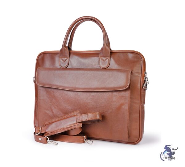 Eternal Tan Leather Laptop Briefcase – Sleek, Practical, and Premium Quality