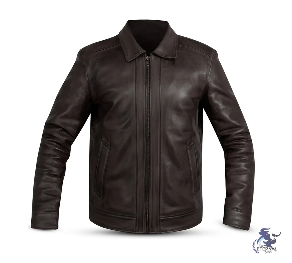 Elegant Brown Leather Jacket for Men – Timeless Luxury by Eternal Outfit