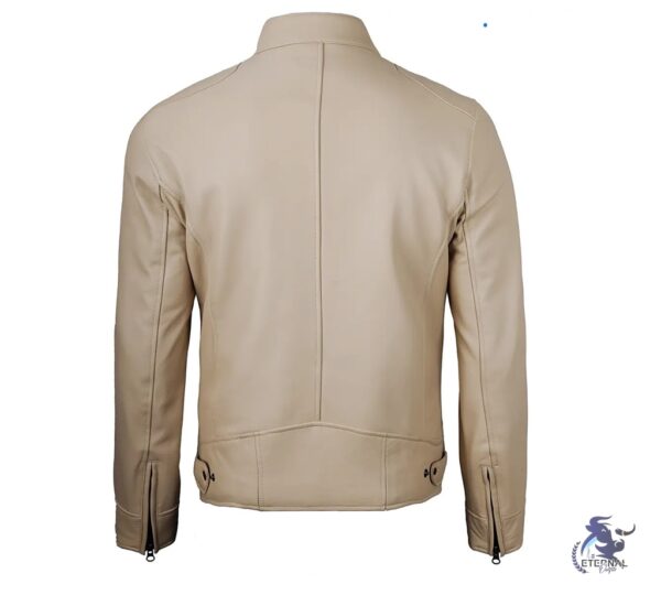 Men’s Beige Leather Biker Jacket – Stylish & Premium Outerwear | Eternal Outfit