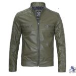 Men’s Olive Green Leather Biker Jacket – Stylish & Durable | Eternal Outfit