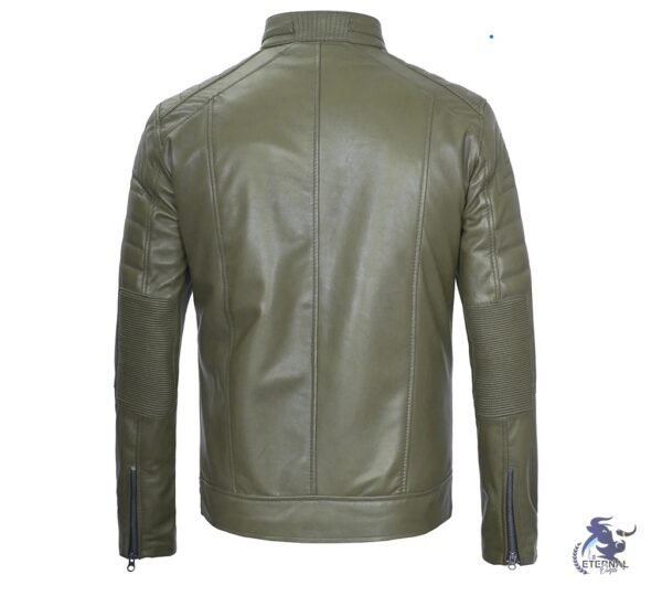 Men’s Olive Green Leather Biker Jacket – Stylish & Durable | Eternal Outfit