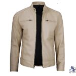 Men’s Beige Leather Biker Jacket – Stylish & Premium Outerwear | Eternal Outfit